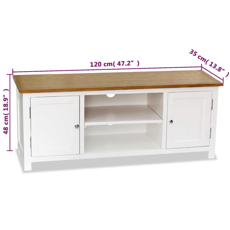 TV Cabinet 120x35x48 cm Solid Oak Wood