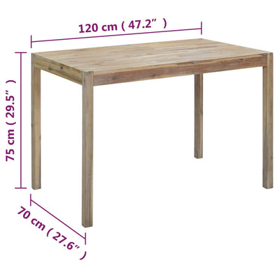 Dining Table 120x70x75 cm Solid Acacia Wood