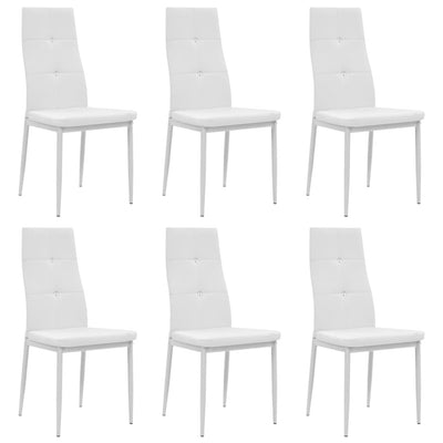 Dining Chairs 6 pcs White Faux Leather