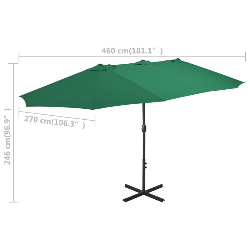 Garden Parasol with Aluminium Pole 460x270 cm Green