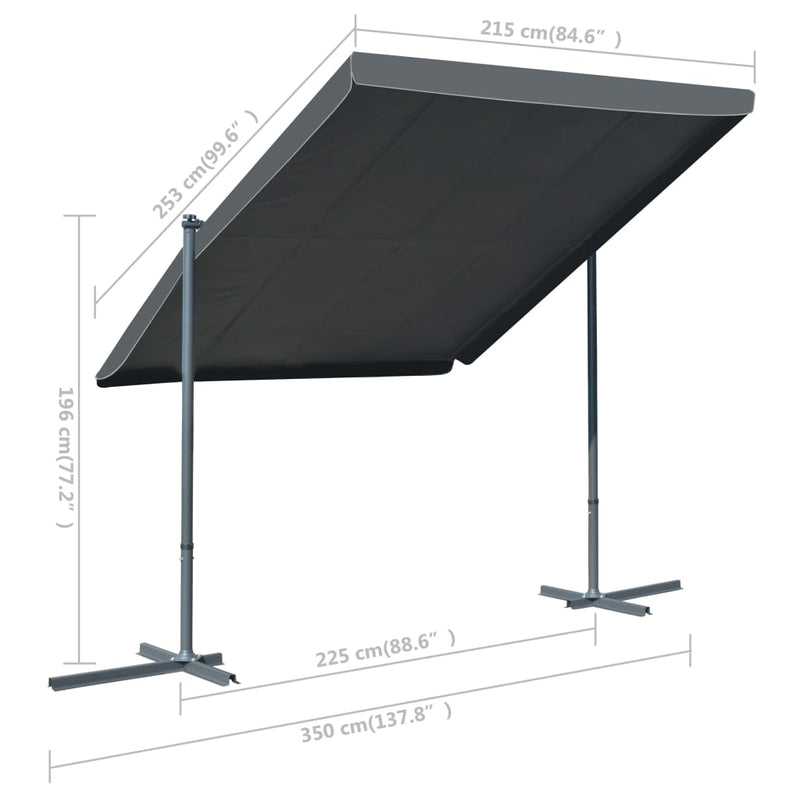 Gazebo with Tiltable Retractable Roof 350x253x196 cm Anthracite