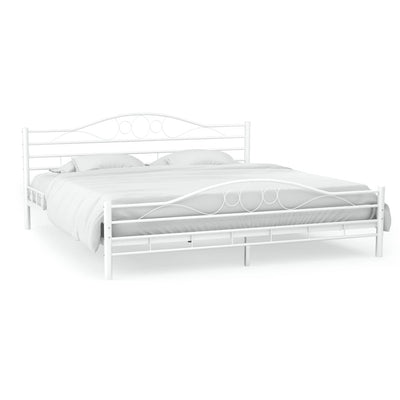 Bed Frame without Mattress White Metal 137x187 cm Double