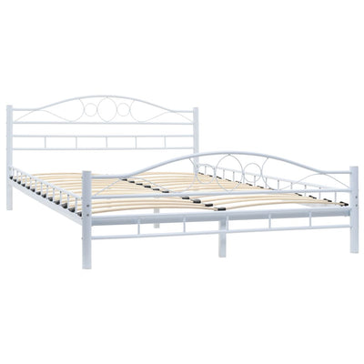 Bed Frame without Mattress White Metal 137x187 cm Double