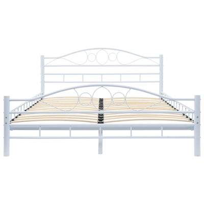 Bed Frame without Mattress White Metal 137x187 cm Double