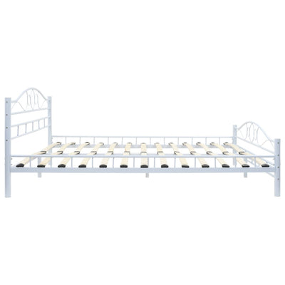 Bed Frame without Mattress White Metal 137x187 cm Double