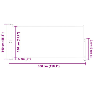 Patio Retractable Side Awning 140 x 300 cm Cream