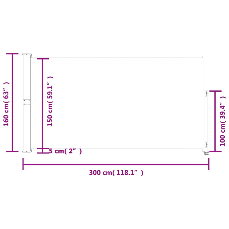 Patio Retractable Side Awning 160 x 300 cm Cream