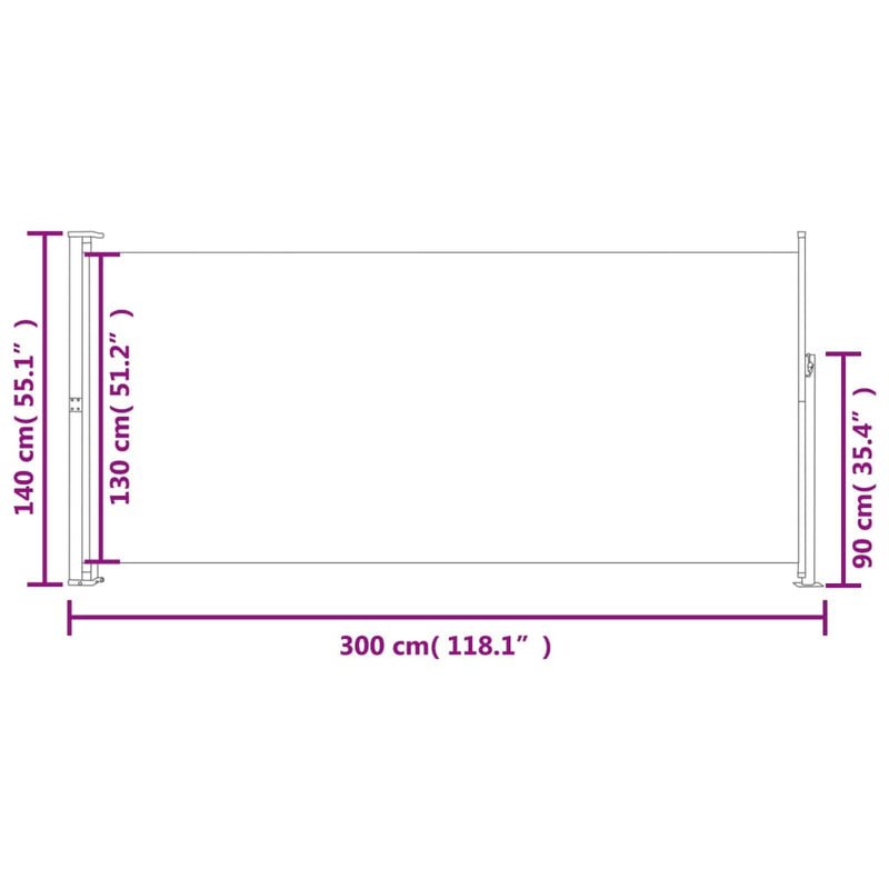 Retractable Side Awning 140 x 300 cm Cream