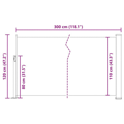 Retractable Side Awning 120 x 300 cm Cream