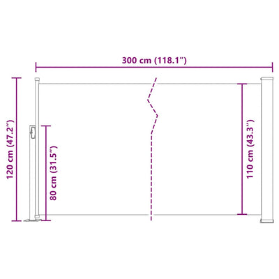 Retractable Side Awning 120 x 300 cm Brown