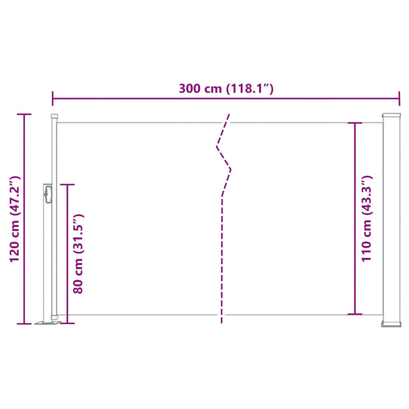 Retractable Side Awning 120 x 300 cm Brown