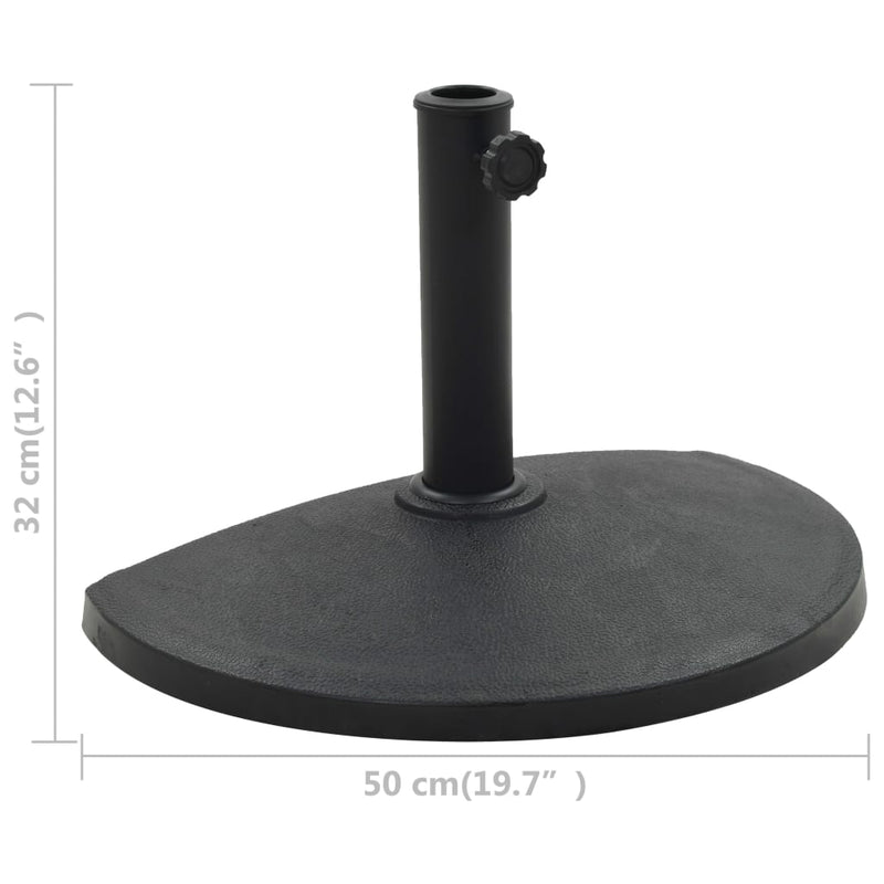 Parasol Base Half Round Polyresin 9 kg Black