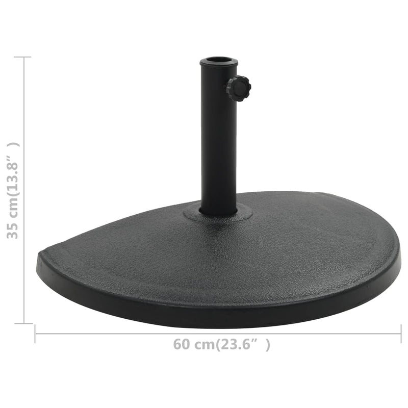 Parasol Base Half Round Polyresin 15 kg Black