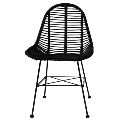 Dining Chairs 6 pcs Black Natural Rattan