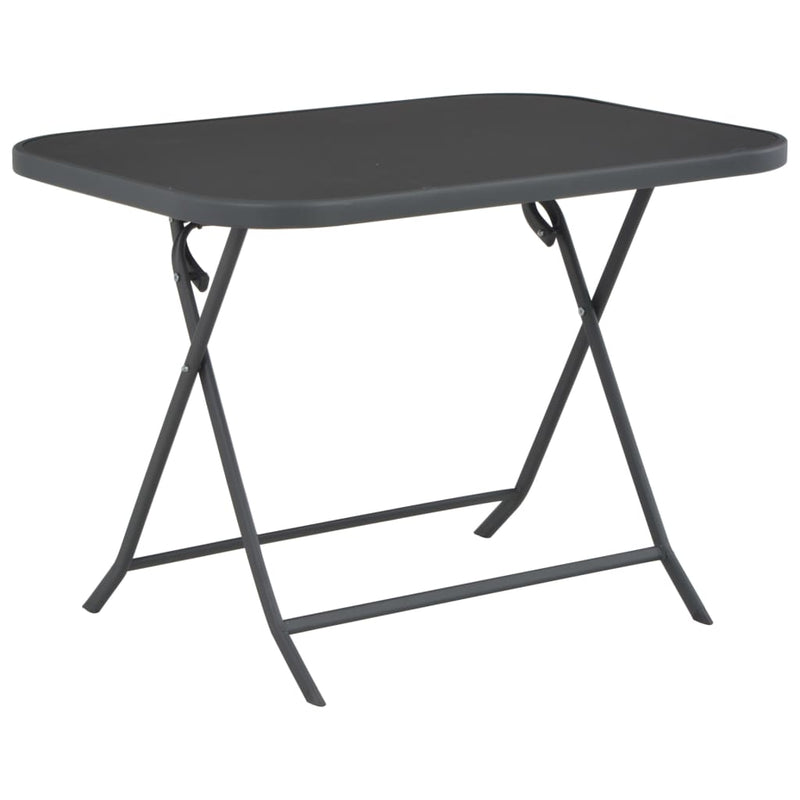 Folding Garden Table Grey 100x75x72 cm Glass and Steel