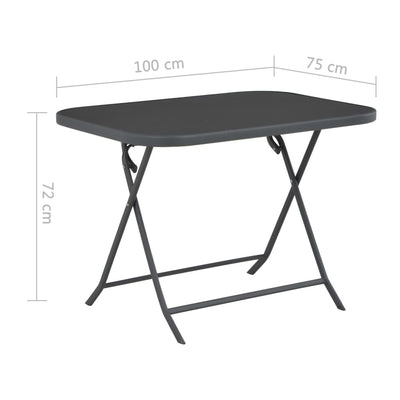 Folding Garden Table Grey 100x75x72 cm Glass and Steel