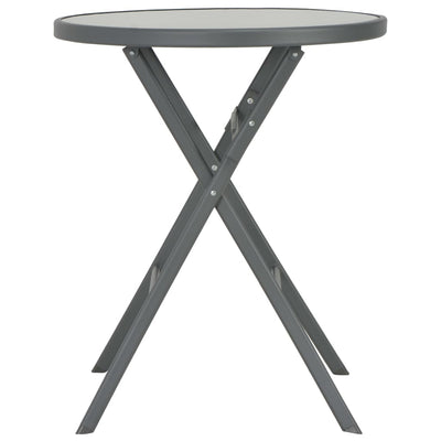 Folding Bistro Table Grey 60x70 cm Glass and Steel