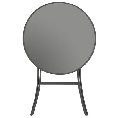 Folding Bistro Table Grey 60x70 cm Glass and Steel