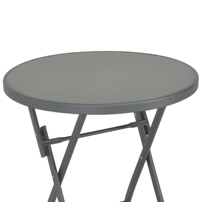 Folding Bistro Table Grey 60x70 cm Glass and Steel