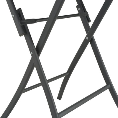 Folding Bistro Table Grey 60x70 cm Glass and Steel