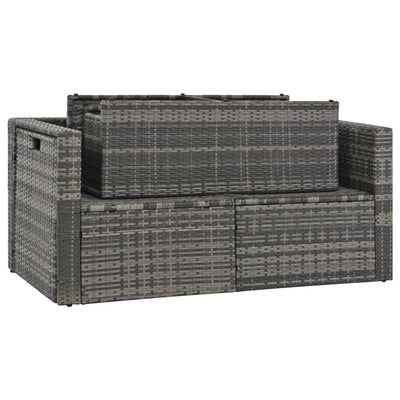 6 Piece Garden Lounge Set with Cushions Poly Rattan Grey