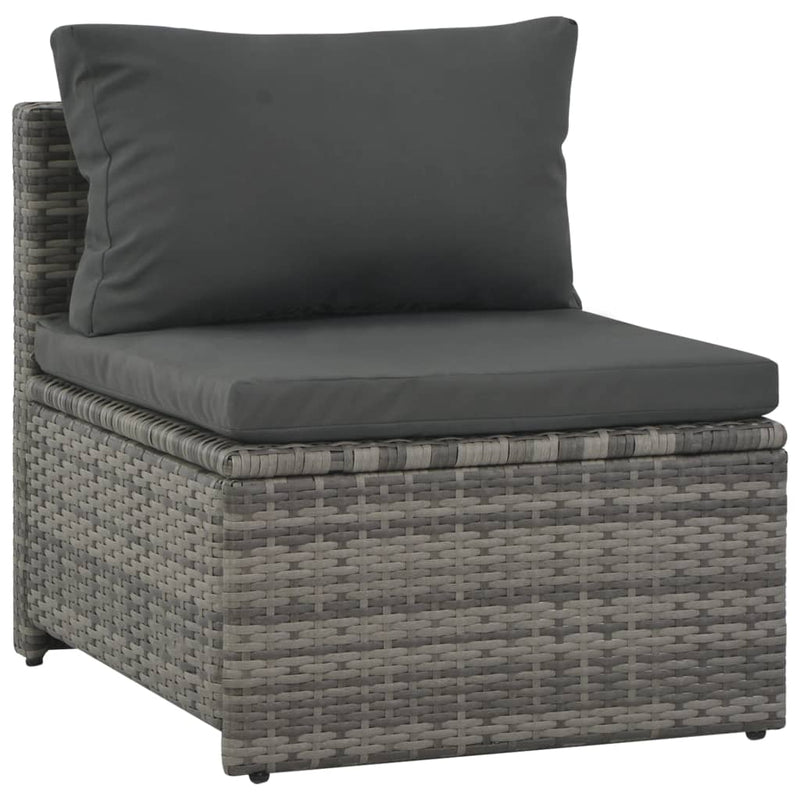 6 Piece Garden Lounge Set with Cushions Poly Rattan Grey