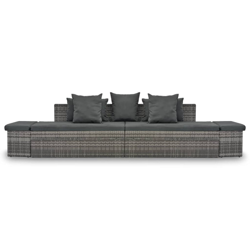 4 Piece Garden Lounge Set with Cushions Poly Rattan Grey