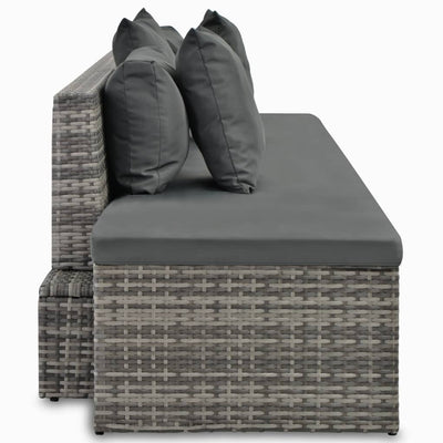 4 Piece Garden Lounge Set with Cushions Poly Rattan Grey