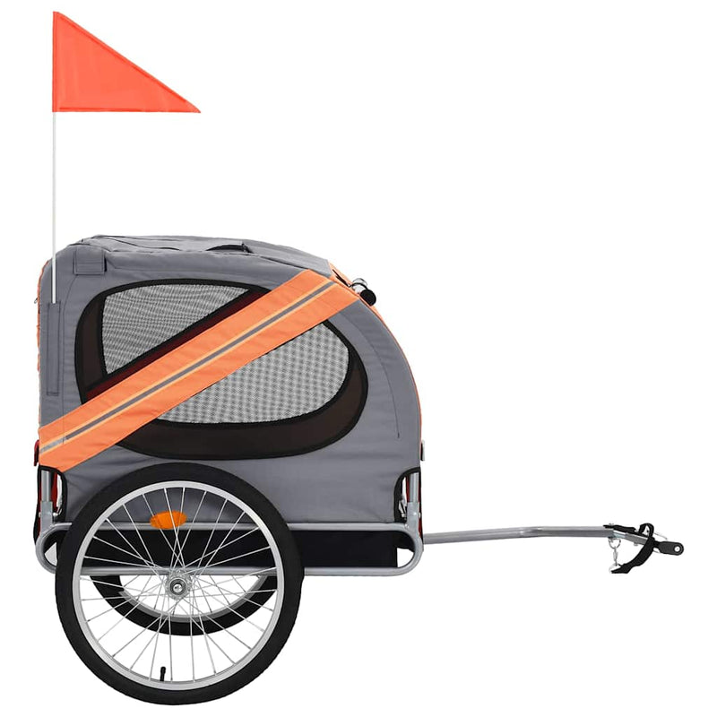 Pet Bike Trailer Orange and Grey