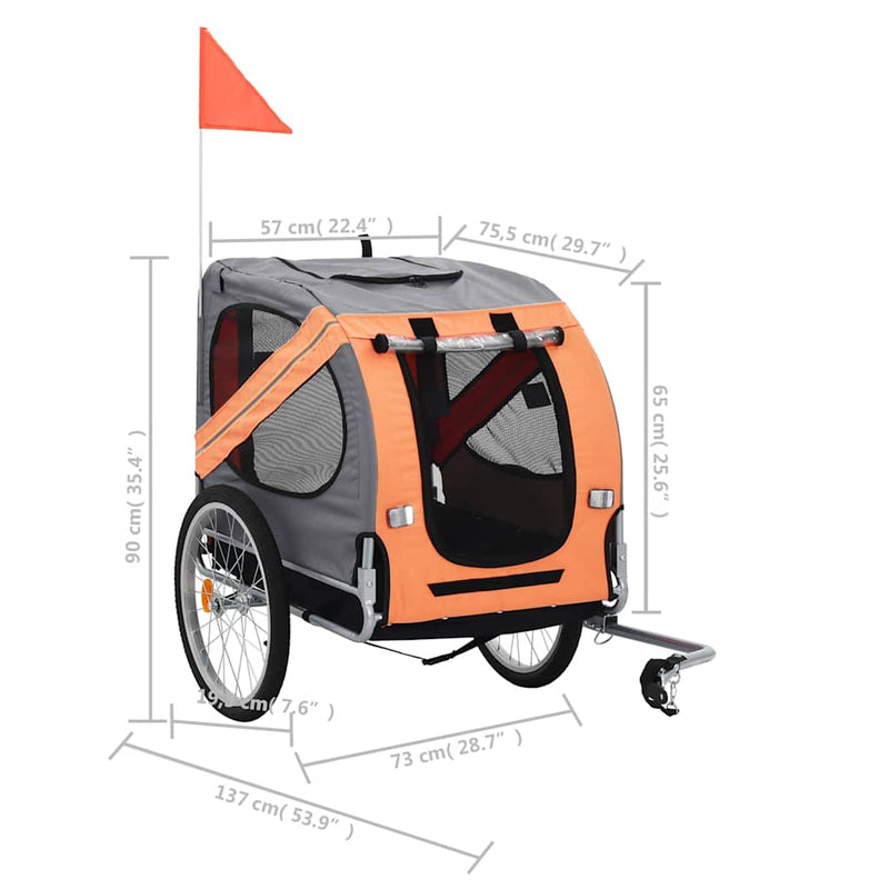 Pet Bike Trailer Orange and Grey