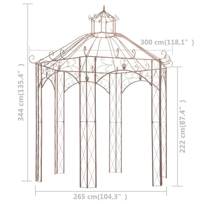 Garden Pavilion Antique Brown 3 m Iron