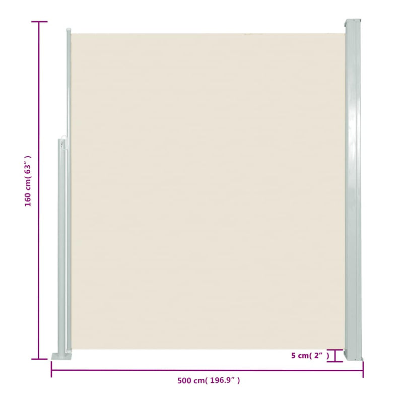 Retractable Side Awning 160 x 500 cm Cream