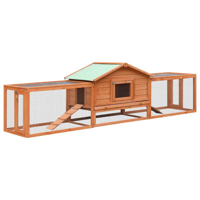 Rabbit Hutch Solid Pine & Fir Wood 310x70x87 cm