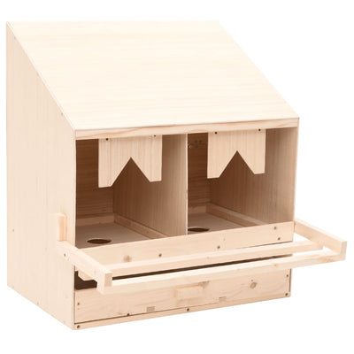 Chicken Laying Nest 2 Compartments 63x40x65 cm Solid Pine Wood