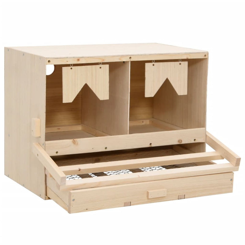 Chicken Laying Nest 2 Compartments 63x40x45 cm Solid Pine Wood