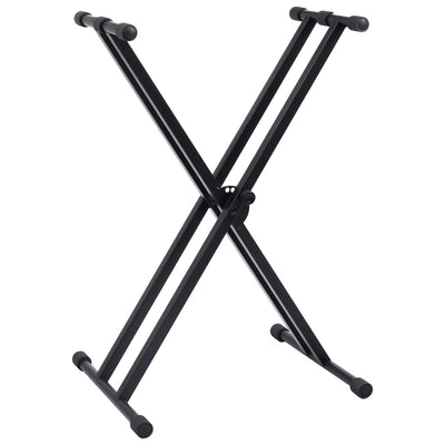 Double Braced Keyboard Stand and Stool Set Black