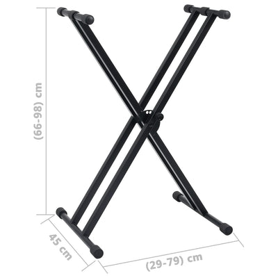 Double Braced Keyboard Stand and Stool Set Black