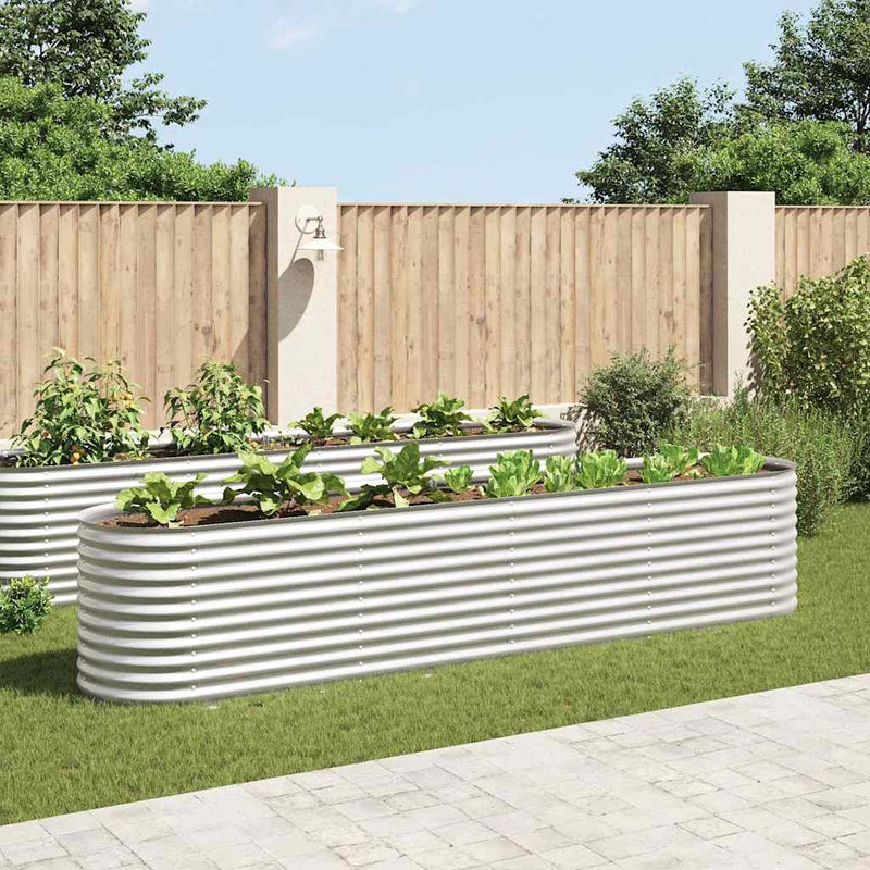 Garden Raised Bed 400x80x81 cm Galvanised Steel Silver