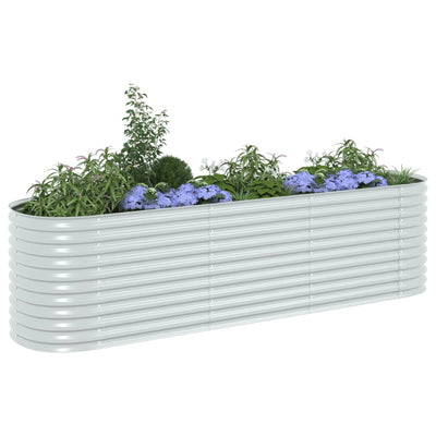 Garden Raised Bed 320x80x81 cm Galvanised Steel Silver