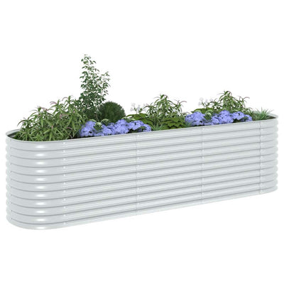 Garden Raised Bed 320x80x81 cm Galvanised Steel Silver