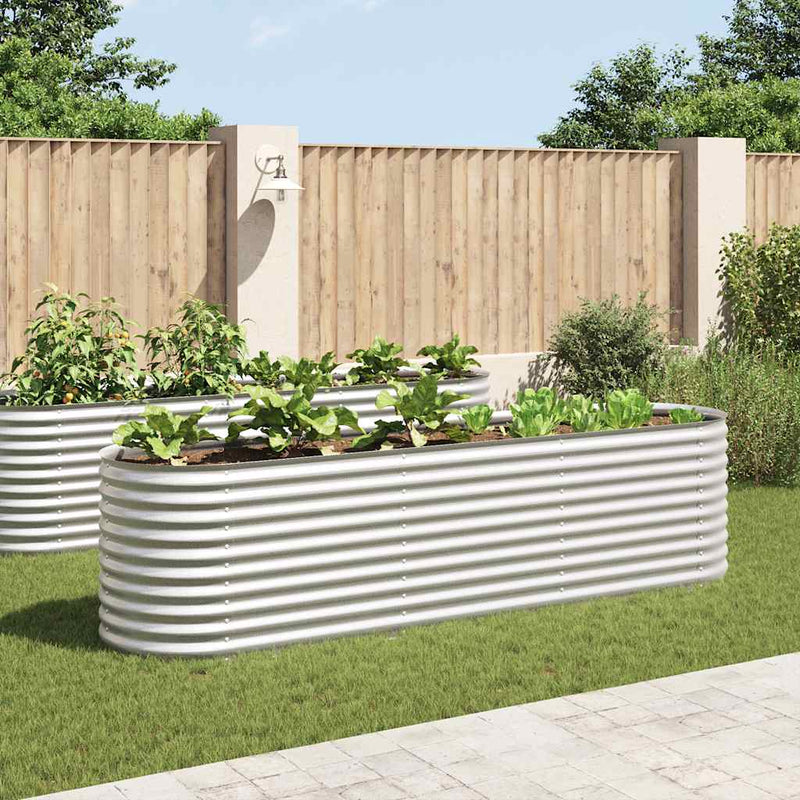 Garden Raised Bed 320x80x81 cm Galvanised Steel Silver