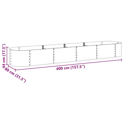 Garden Raised Bed 400x80x44 cm Galvanised Steel Grey