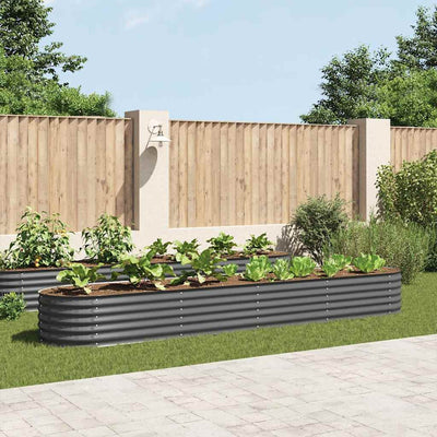 Garden Raised Bed 400x80x44 cm Galvanised Steel Grey