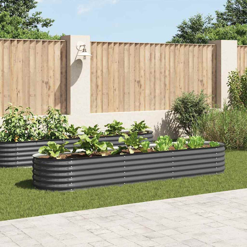 Garden Raised Bed 320x80x44 cm Galvanised Steel Grey