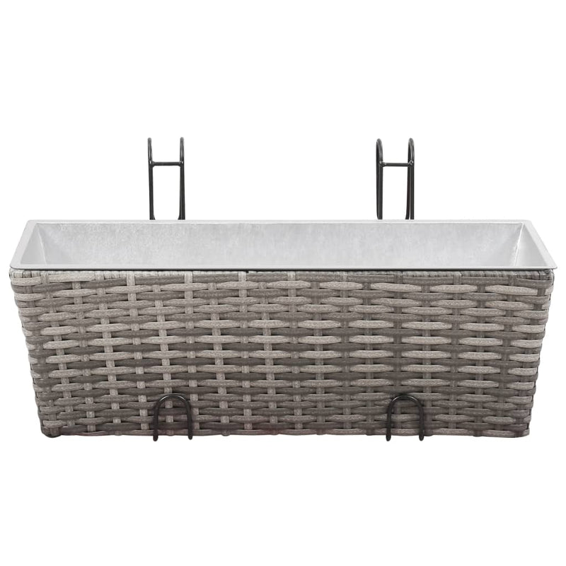 Balcony Raised Beds 2 pcs 50 cm Grey Poly Rattan