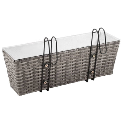 Balcony Raised Beds 2 pcs 50 cm Grey Poly Rattan