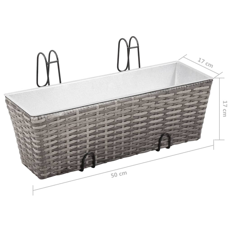 Balcony Raised Beds 2 pcs 50 cm Grey Poly Rattan