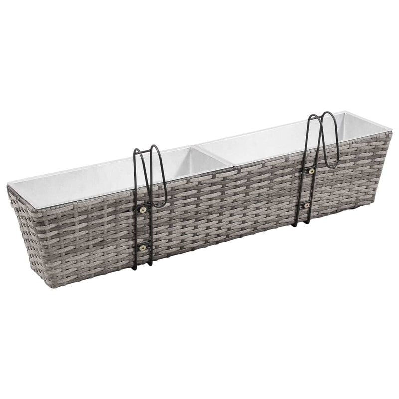 Balcony Raised Beds 2 pcs 80 cm Grey Poly Rattan