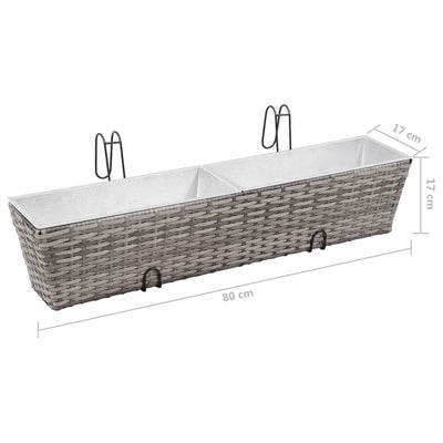 Balcony Raised Beds 2 pcs 80 cm Grey Poly Rattan