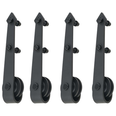 Sliding Door Hardware Kit 2x183 cm Steel Black